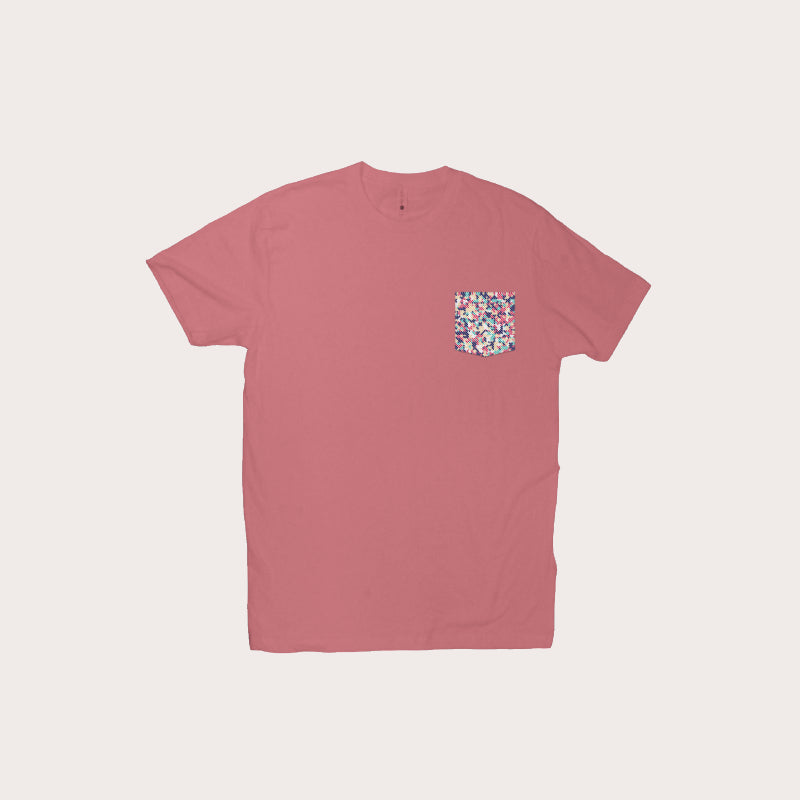 Mens Floral Pocket Tee - Abstract Floral Pocket Tee