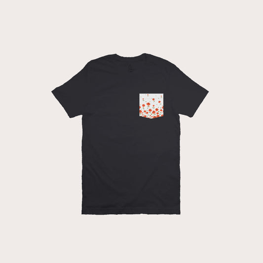 Mens Poppies Pocket Tee - Vintage Black