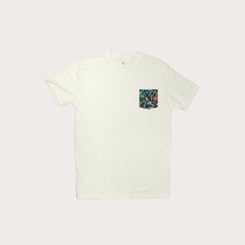 Mens Jungle Floral Pocket Tee - Natural