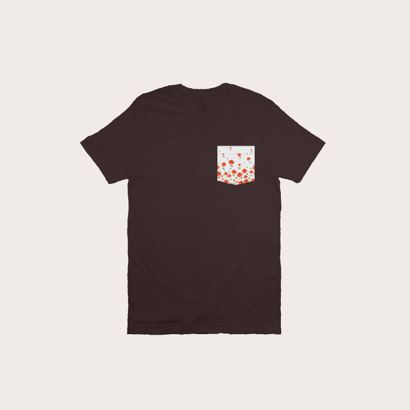 Mens Poppies Pocket Tee - Oxblood