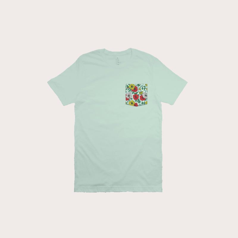 Mens Tropical Pocket Tee - Light Blue