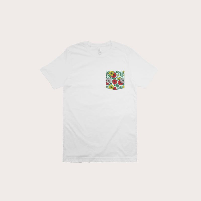 Mens Tropical Pocket Tee - White