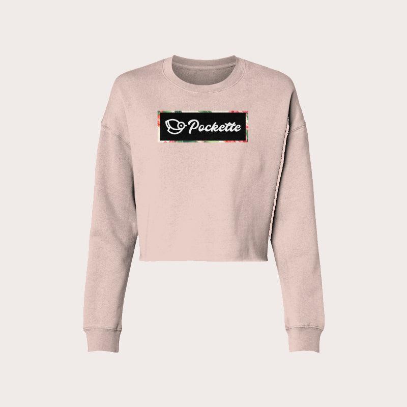 Women's Lightweight Cropped Crew Floral - Blush